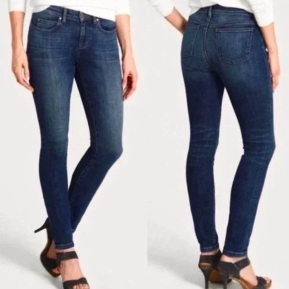 Eileen Fisher Organic Cotton Skinny Jeans, Size 0, Blue - Picture 1 of 6
